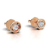 Bezel Set Diamond Solitaire Earring - 18Kt Rose Gold vermeil